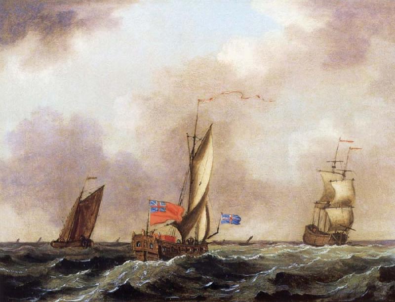 Francis Swaine A royal yacht and a merchantman in choppy seas France oil painting art